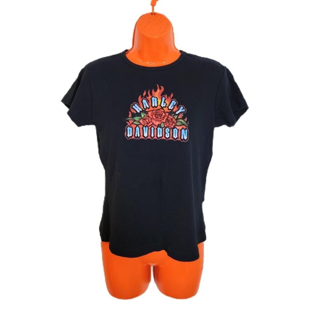 🌹 vintage Harley Davidson flaming rose tee 🌹